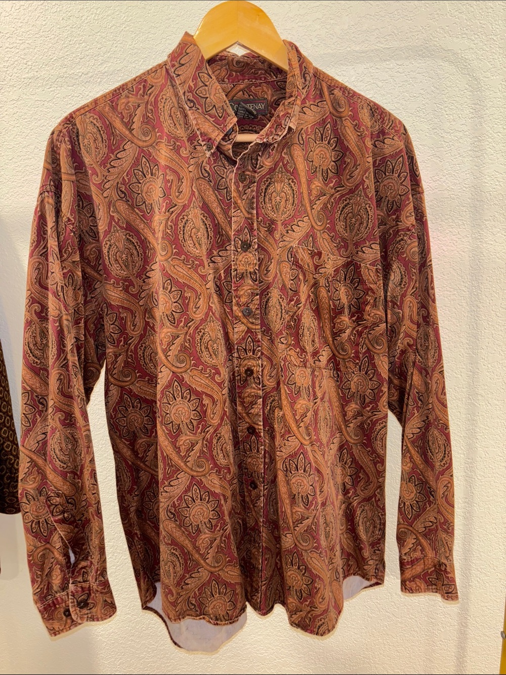 Courtenay Paisley Button-Down Shirt in Rust and Brown